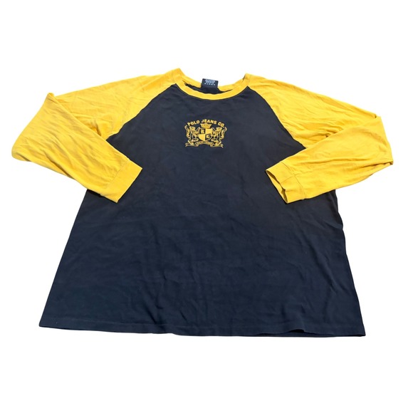 Polo Jeans Co. Ralph Lauren Other - Vintage Polo Jeans Co Ralph Lauren Raglan Shirt Men XL Navy Yellow Crest Graphic